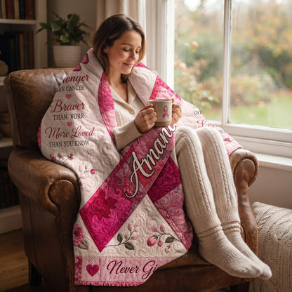 Personalized Breast Cancer Awareness Pink Ribbon Blanket – Custom Name Hope, Strength & Courage Gift for Survivor, Fighter or Supporter