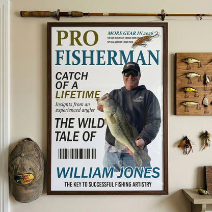 Pro Fisherman More Gear Newspaper Style - Personalized Poster