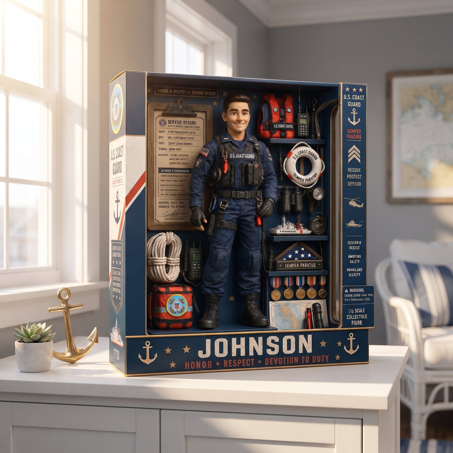 Personalized Military Branch Acrylic Display Box – Custom Photo U.S. Army, Navy, Marine Corps, Air Force, Space Force & Coast Guard Keepsake Gift