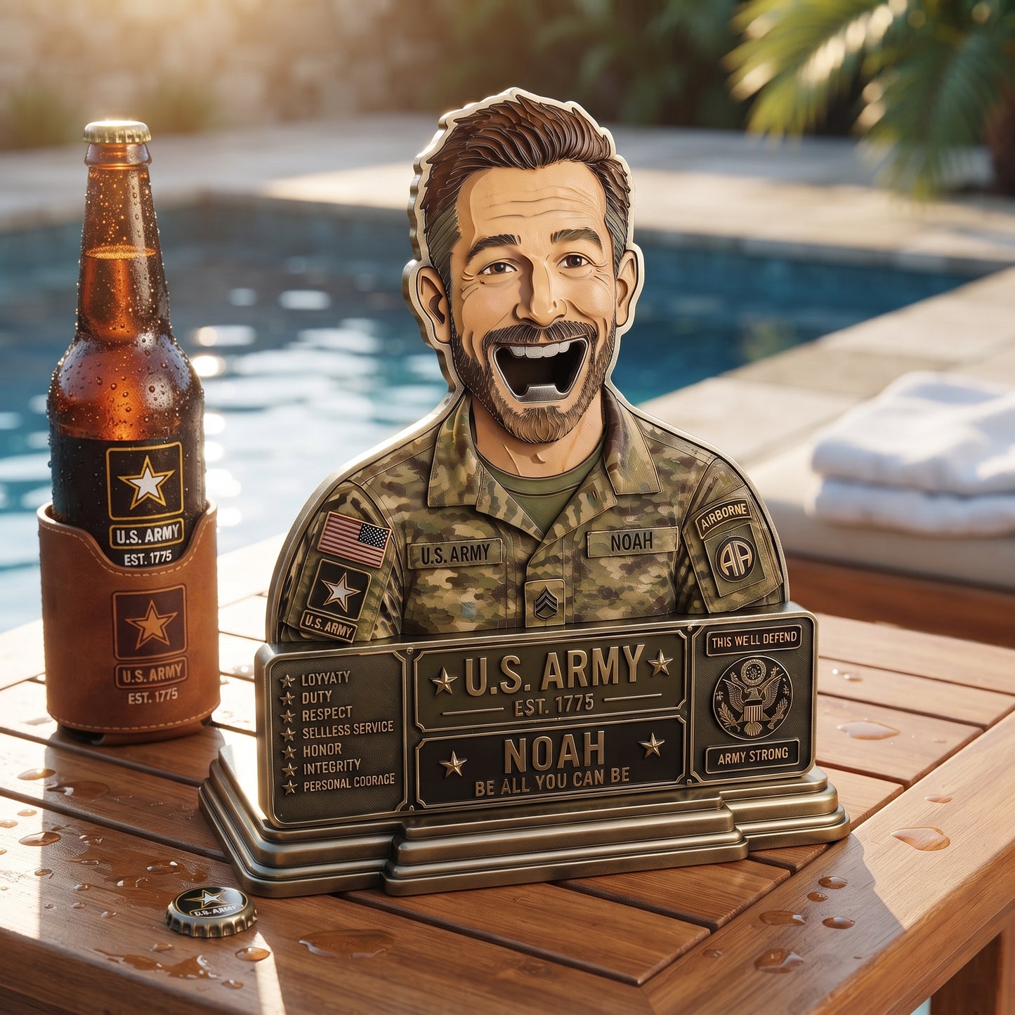Personalized U.S. Army Bottle Opener – Custom Photo Military Stainless Steel Beer Opener Gift for Soldiers, Veterans & Army Supporters