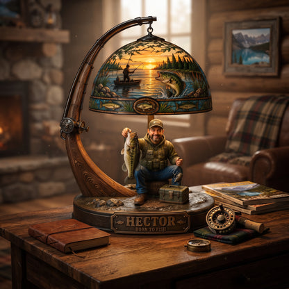 Personalized Fishing LED Night Light – Custom Angler Name Acrylic Lamp – Gone Fishing Decor Gift for Dad, Grandpa & Fisherman