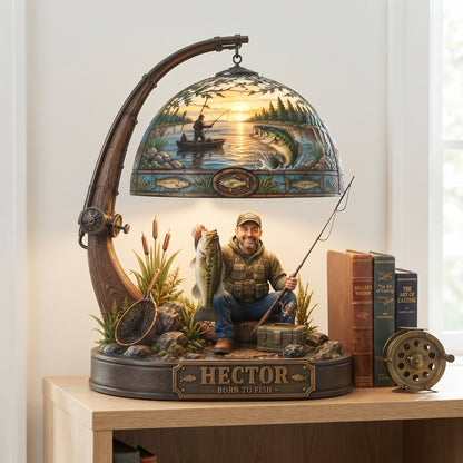 Personalized Fishing LED Night Light – Custom Angler Name Acrylic Lamp – Gone Fishing Decor Gift for Dad, Grandpa & Fisherman