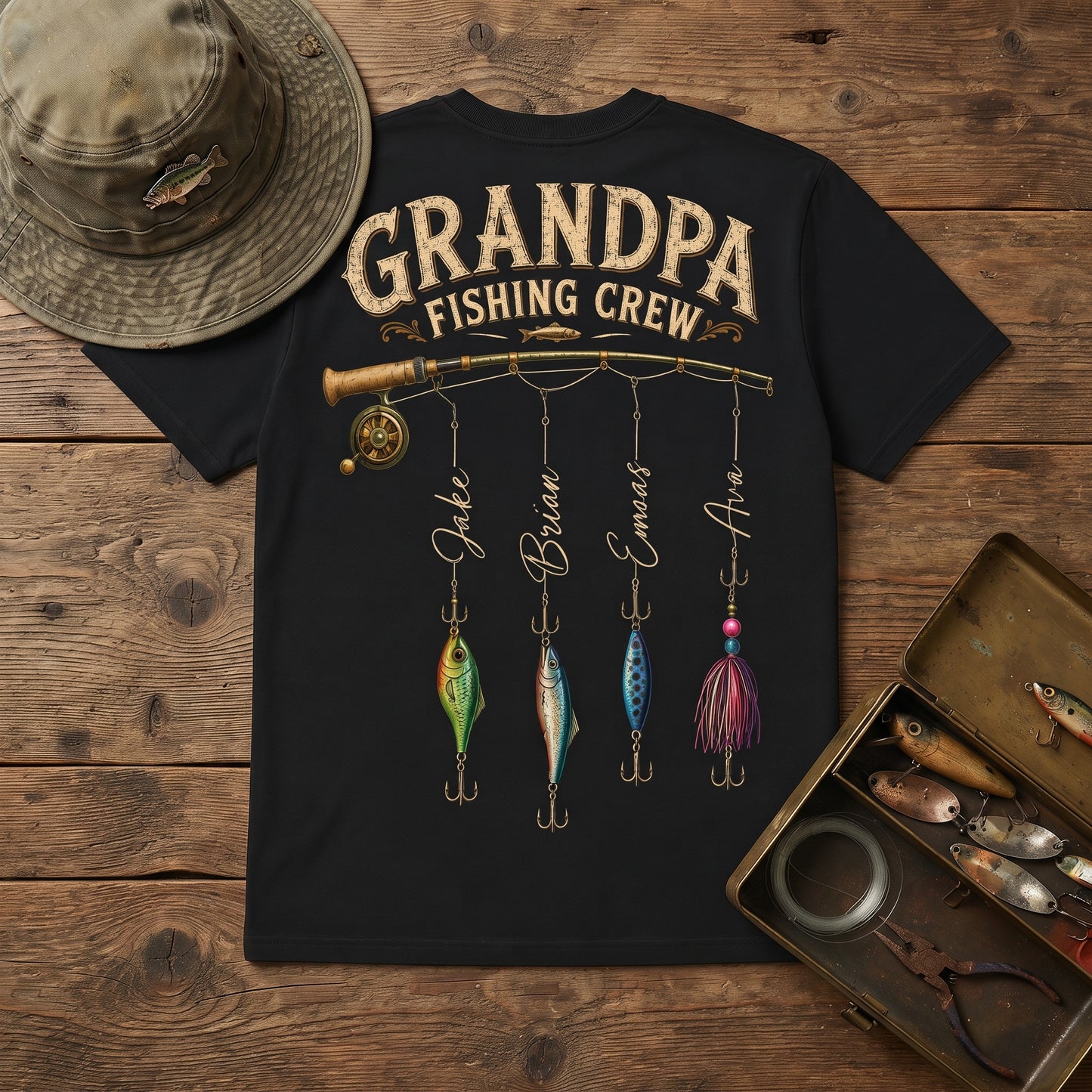 Grandpa Fishing Crew Shirt - Personalized Shirt
