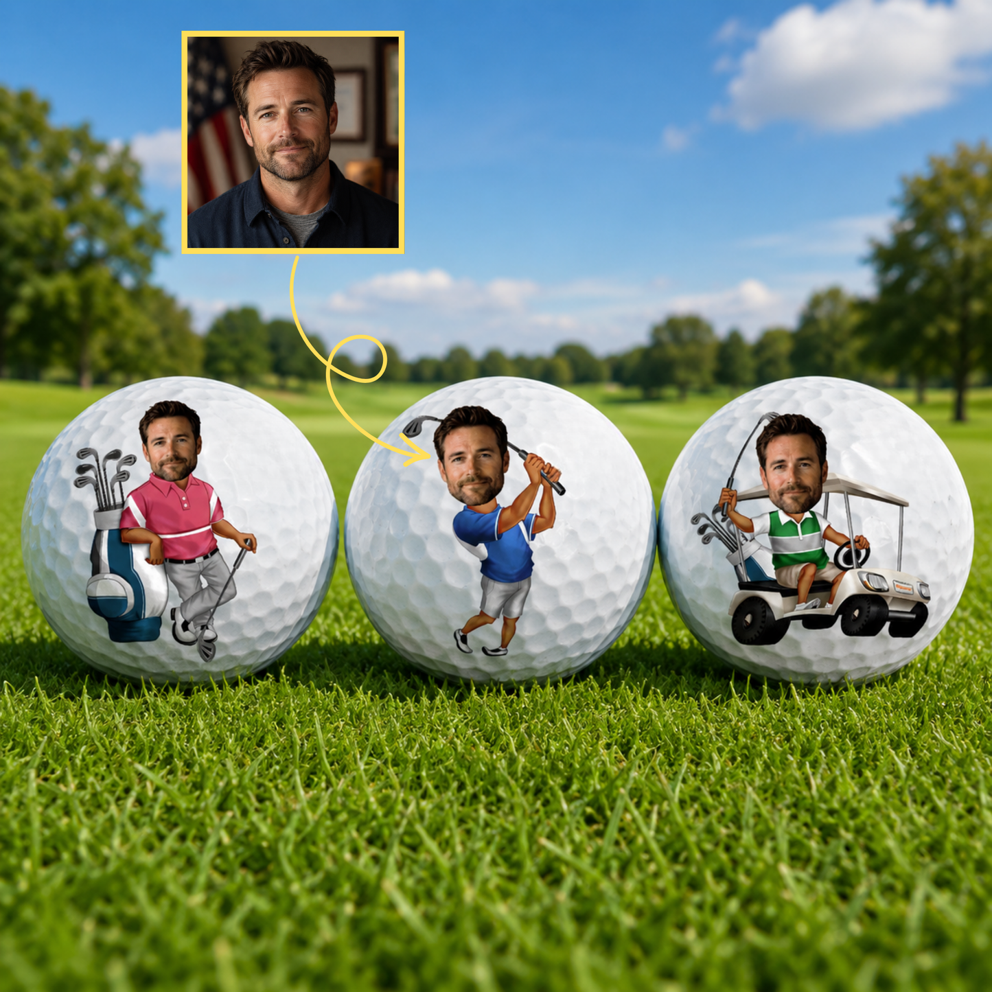 Personalized Funny Golf Ball with Photo Cartoon, If Found Please Hit Better Quote, Unique Gift for Golfers
