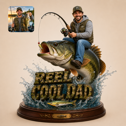 Reel Cool Dad, Fishing Dad Gift - Personalized Fishing Custom Shaped Acrylic Plaque