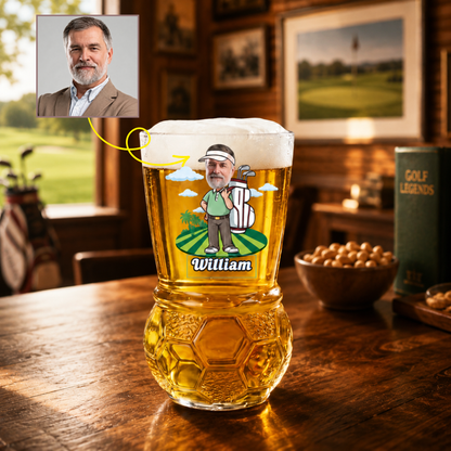 Personalized Golf Lover Beer Glass – Custom Photo Funny Golf Gift