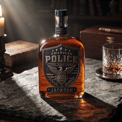 Personalized American Police Whiskey Bottle – Custom Name Law Enforcement Gift