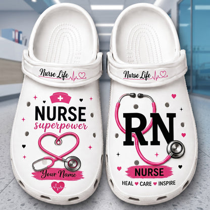 Personalized Nurse RN Clogs – Custom Name Medical Shoes, Nurse Life Comfortable Slip-On Clogs