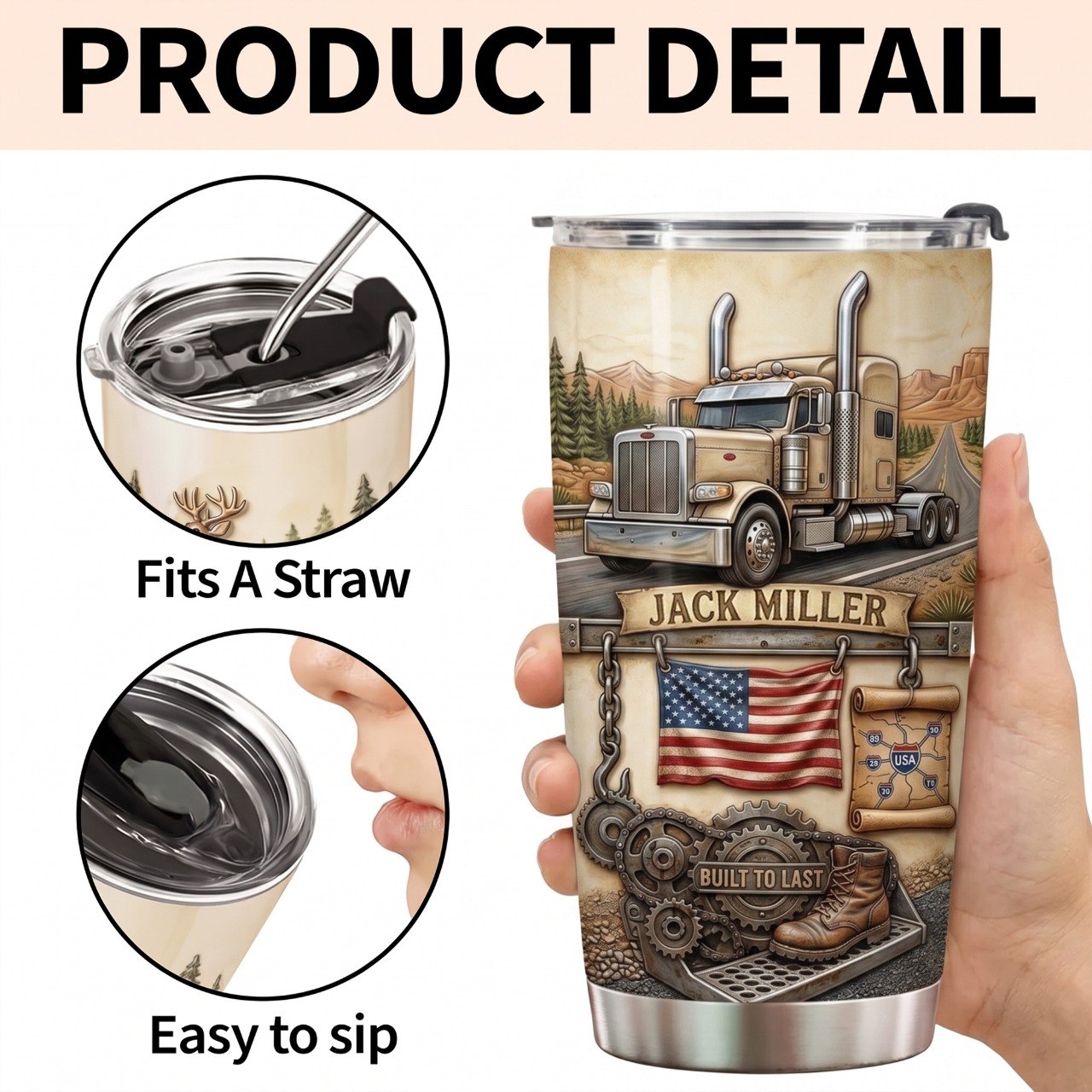 Legend Of The Open Road, Personalized Trucker Tumbler 20oz, Custom Name Gift For Truck Drivers