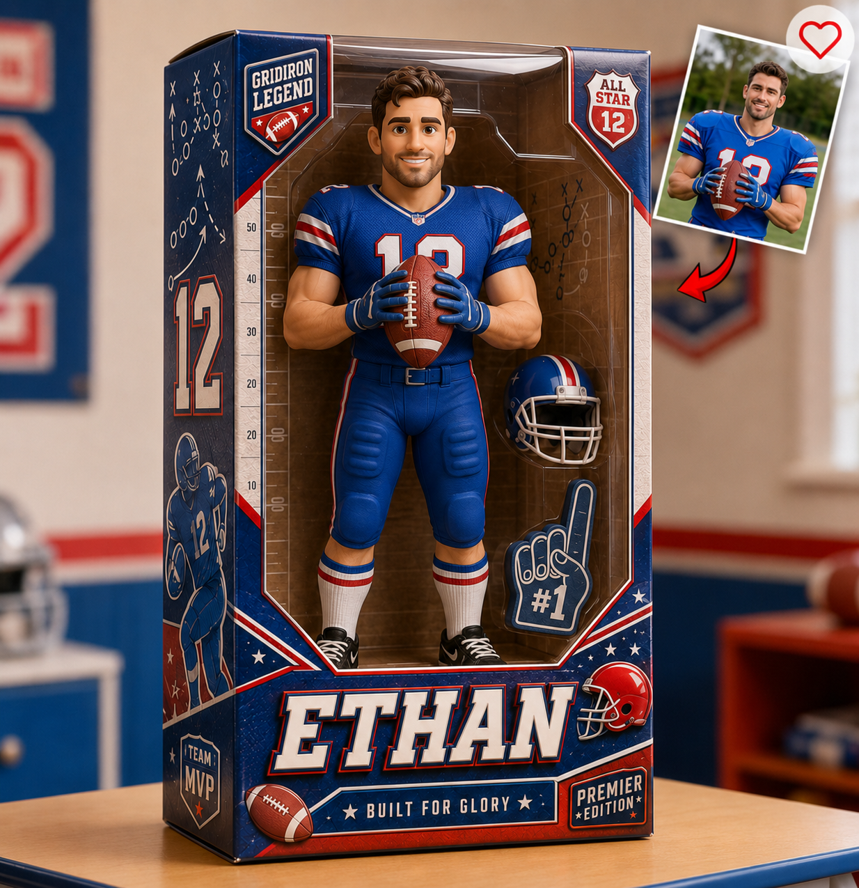 Personalized Football Custom Shaped Acrylic Plaque – Custom Name & Photo Football Keepsake Gift