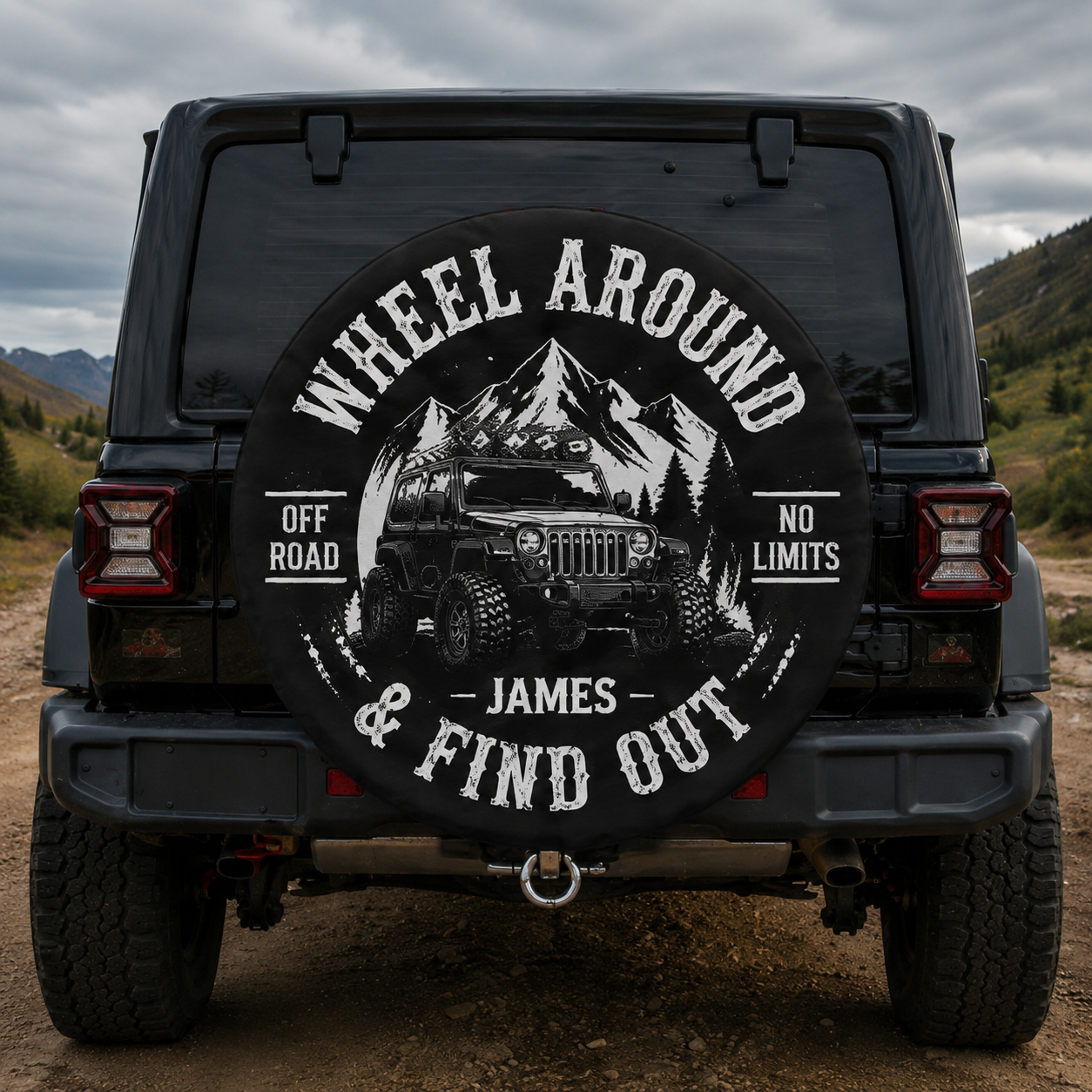Personalized Off-Road Adventure Spare Tire Cover – Custom Name Overlanding Tire Cover for Jeep, SUV & RV