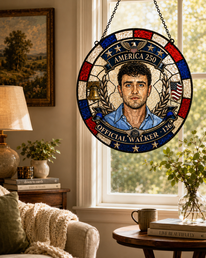Custom Photo Police Officer 250th Anniversary Stained Glass Suncatcher