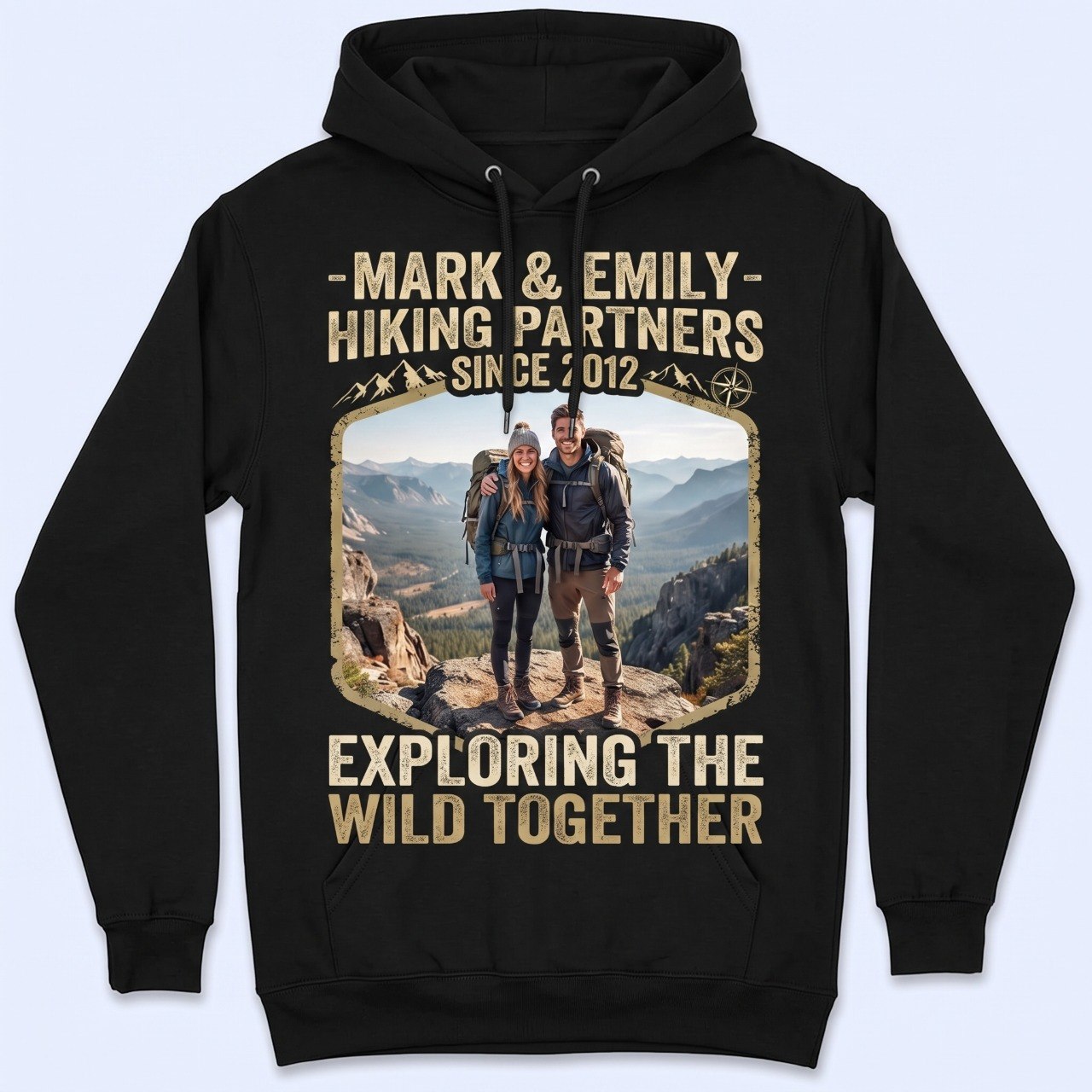Custom Photo Hiking Partners Since Year Vintage - Personalized Couple T Shirt