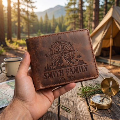 Legend Of The Campsite - Personalized Camping Leather Wallet