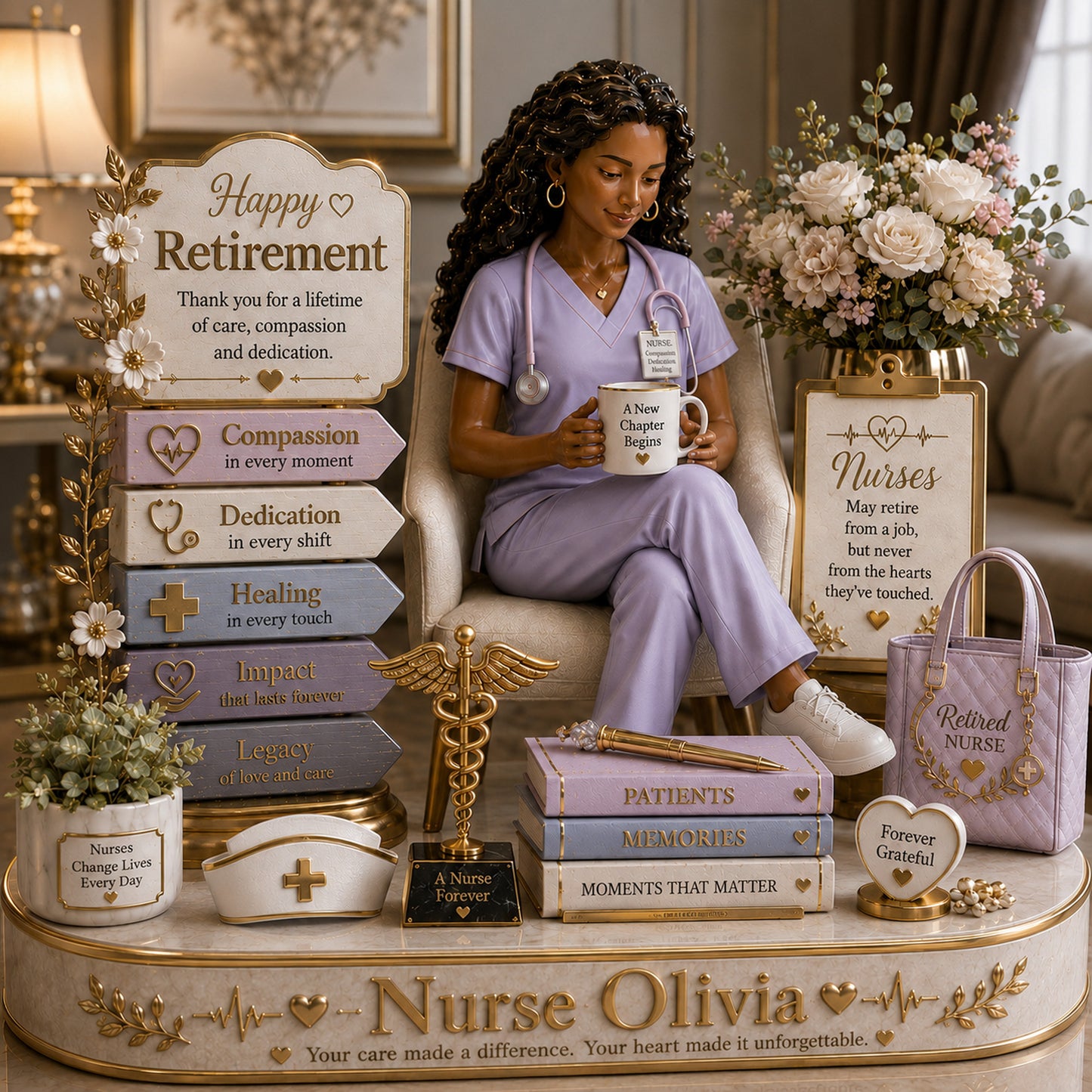 Personalized Nurse Retirement Acrylic Plaque – Custom Name Nurse Keepsake Gift, Happy Retirement Appreciation Desk Decor