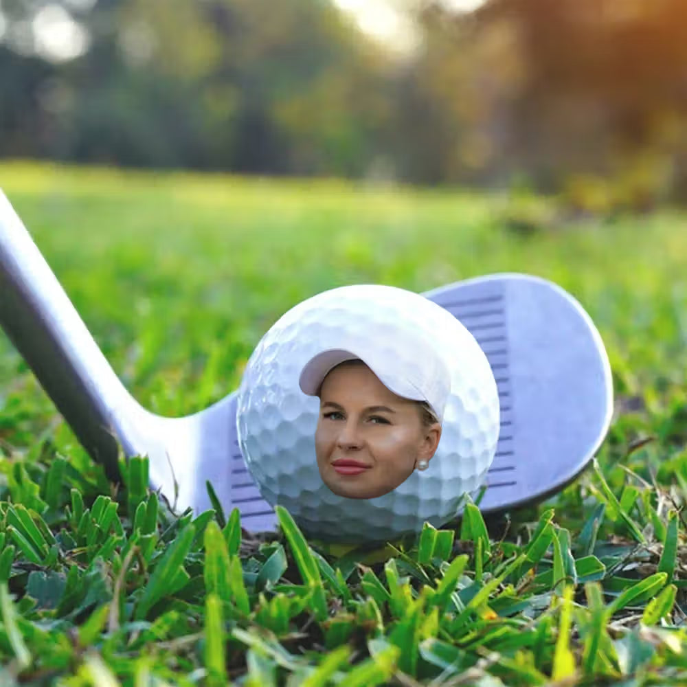 Personalised Funny Face Photo Golf Ball with Text Golfer Accessories Training Competition Birthday Gift for Golf Player