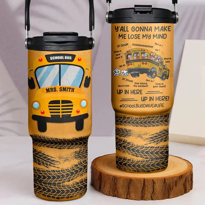 Personalized School Bus Driver Tumbler with Name, Funny Bus Driver Coffee Cup, School Bus Driver Gift, Teacher Appreciation Gift for Her, Yellow Bus Lover Gift
