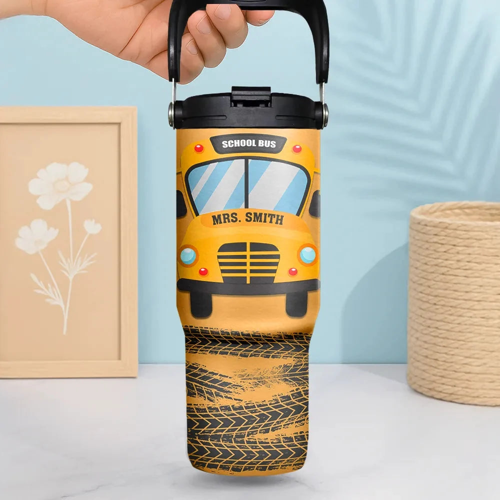 Personalized School Bus Driver Tumbler with Name, Funny Bus Driver Coffee Cup, School Bus Driver Gift, Teacher Appreciation Gift for Her, Yellow Bus Lover Gift