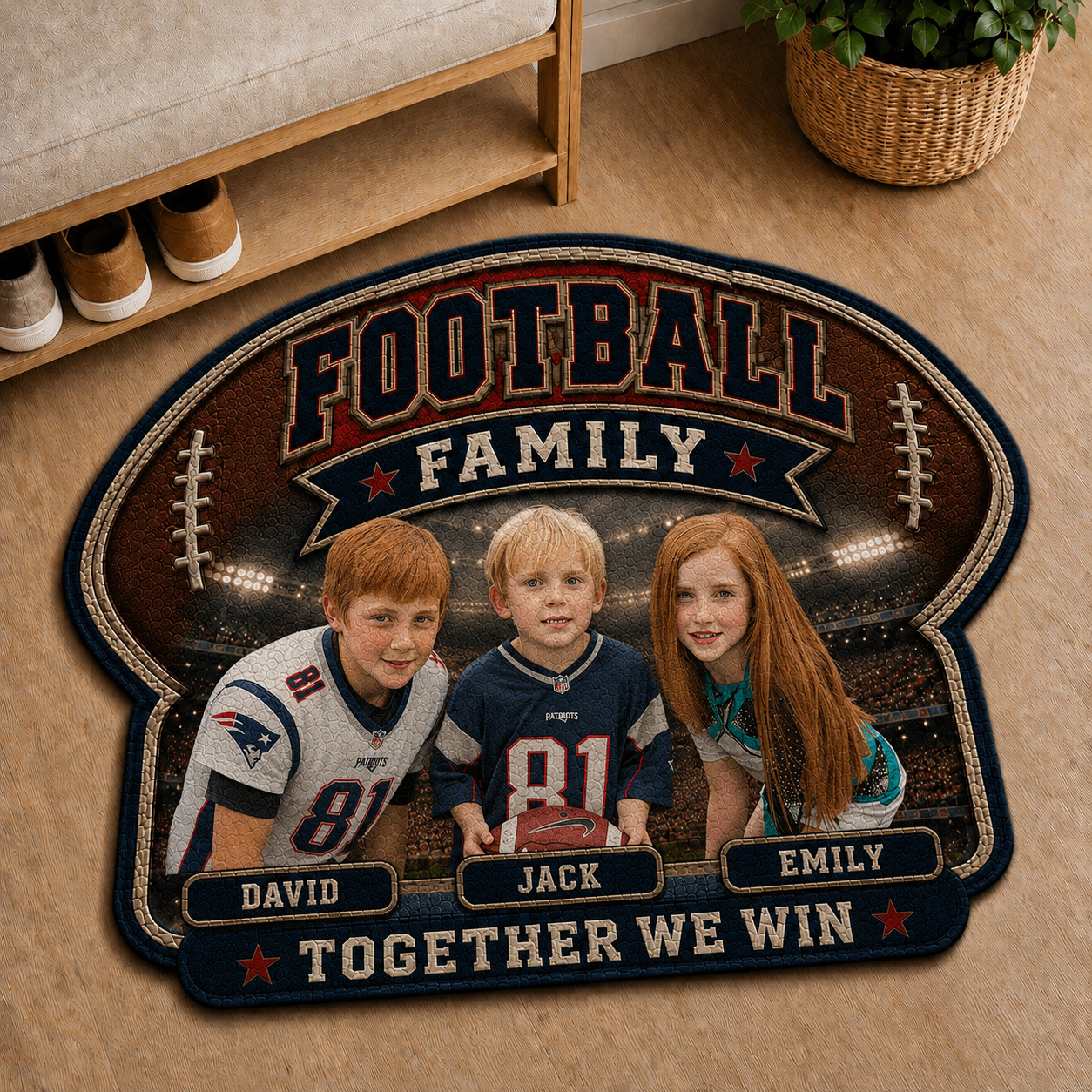 Personalized Football Family Doormat – Custom Photo Sports Family Welcome Mat