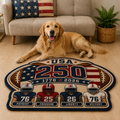 Personalized Shaped Decorative Mat – American Football 250th Anniversary Custom Family Player Doormat