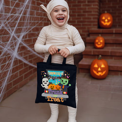 Personalized Halloween Theme Style Monster Pumpkin Sweets Canvas Bag with Name Halloween Gift for Kids