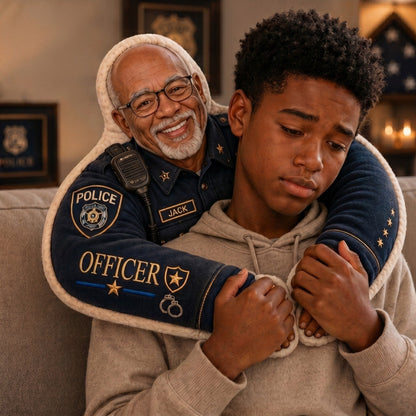 Personalized Police Officer Hug Pillow – Custom Photo Faux Fur Shaped Pillow, Police Dad & Grandpa Comfort Gift