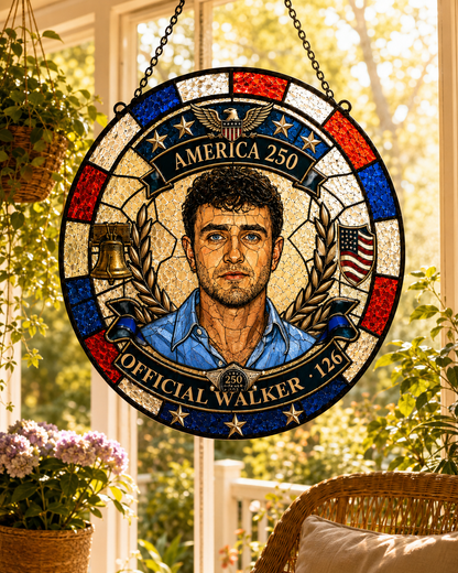Custom Photo Police Officer 250th Anniversary Stained Glass Suncatcher