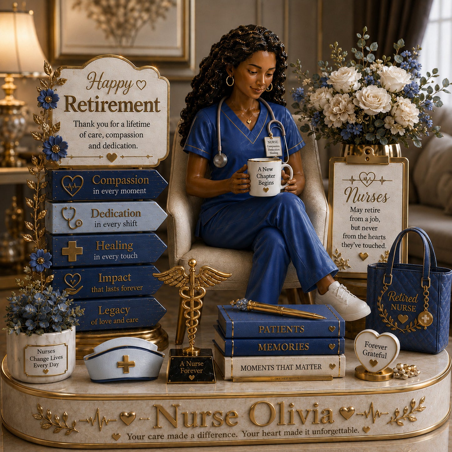 Personalized Nurse Retirement Acrylic Plaque – Custom Name Nurse Keepsake Gift, Happy Retirement Appreciation Desk Decor