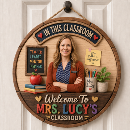 Custom Rotating Teacher Name - Personalized Teacher Spinner Sign Custom Shape