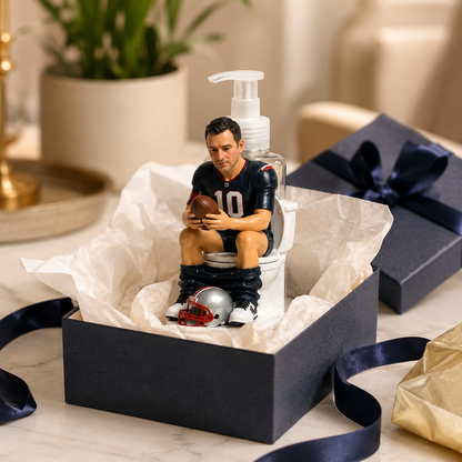 Personalized Football Player Pump Dispenser, Custom Name & Number Soap Dispenser, Funny Bathroom Decor Gift for Football Fans