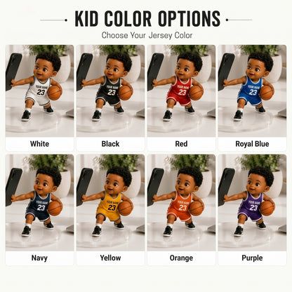 Personalized Basketball Player Phone/Tablet Holder Stand, Custom Face Basketball Mini Figure, Custom Name & Number Jersey, Basketball Gift For Kids & Adults