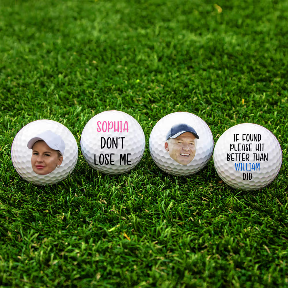 Personalised Funny Face Photo Golf Ball with Text Golfer Accessories Training Competition Birthday Gift for Golf Player