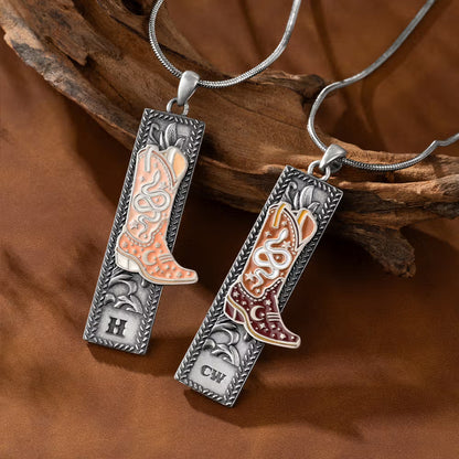Personalized Western Cowgirl Boot Necklace with Custom Monogram, Western Jewelry Gift for Cowgirls, Country Girl Birthday Gift, Music Festival Accessory