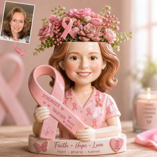 Custom Any Photo Breast Cancer Awareness - Personalized Breast Cancer Awareness Acrylic Pot