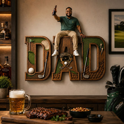 Personalized Golf Dad Wall Bottle Opener – Custom Wooden Golf Home Bar Decor Gift For Dad