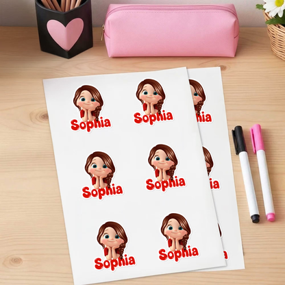Personalized 3D Cartoon Kid Name Sticker – Custom Waterproof School Label, Cute Back to School Gift for Boys & Girls