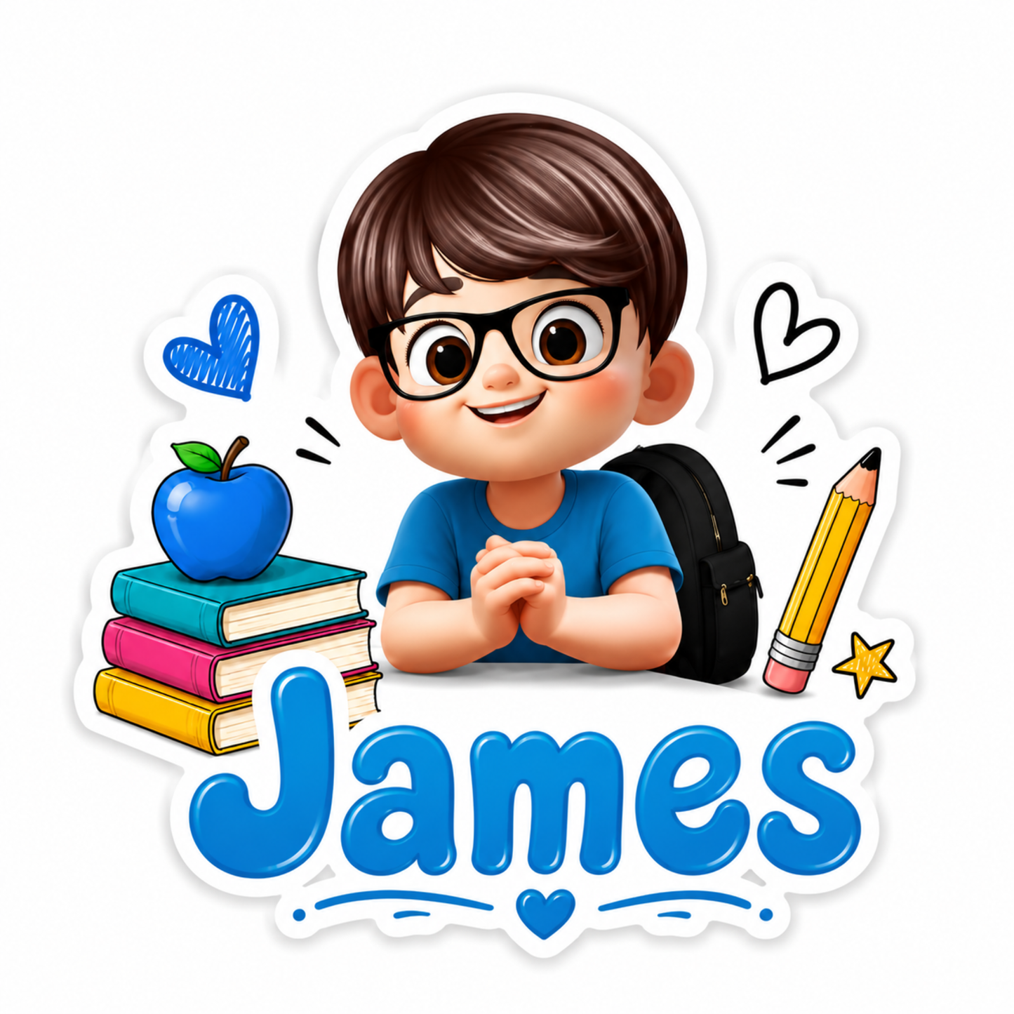 Personalized 3D Cartoon Kid Name Sticker – Custom Waterproof School Label, Cute Back to School Gift for Boys & Girls