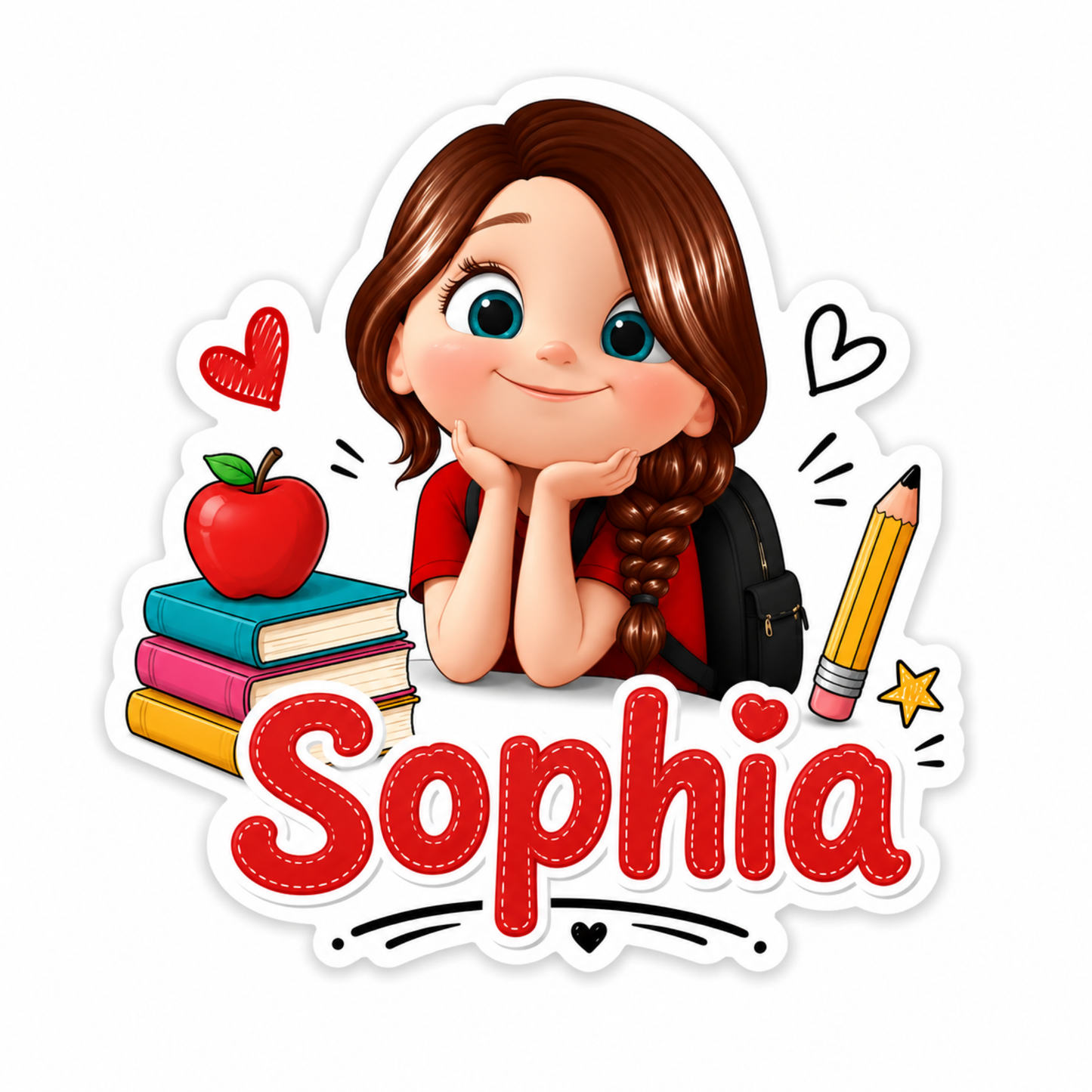 Personalized 3D Cartoon Kid Name Sticker – Custom Waterproof School Label, Cute Back to School Gift for Boys & Girls