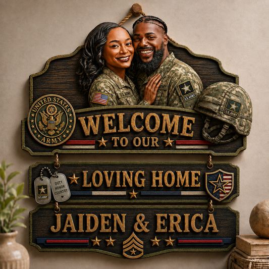 Personalized U.S. Army Pallet Wood Sign – Custom Military Couple Welcome Home Decor