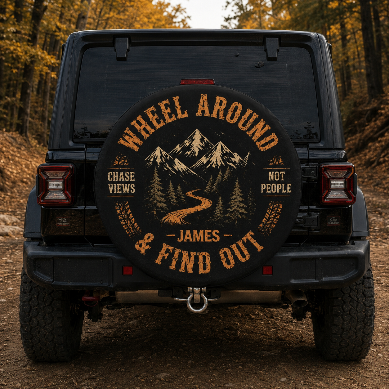 Personalized Off-Road Adventure Spare Tire Cover – Custom Name Overlanding Tire Cover for Jeep, SUV & RV