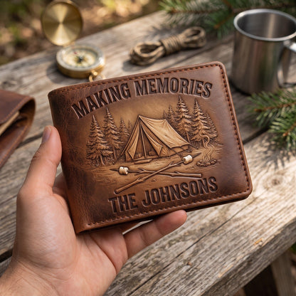 Legend Of The Campsite - Personalized Camping Leather Wallet