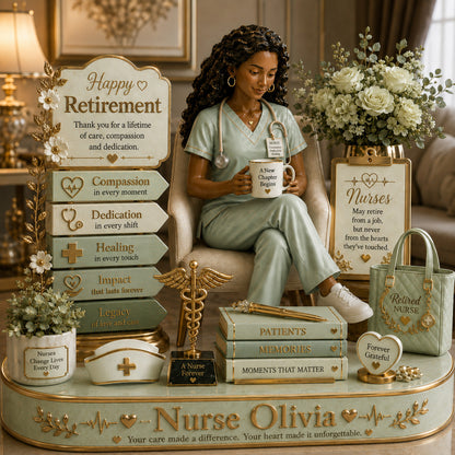 Personalized Nurse Retirement Acrylic Plaque – Custom Name Nurse Keepsake Gift, Happy Retirement Appreciation Desk Decor