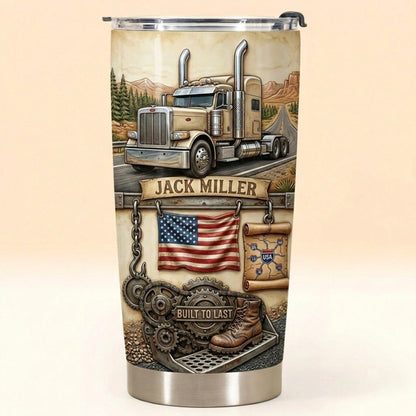 Legend Of The Open Road, Personalized Trucker Tumbler 20oz, Custom Name Gift For Truck Drivers