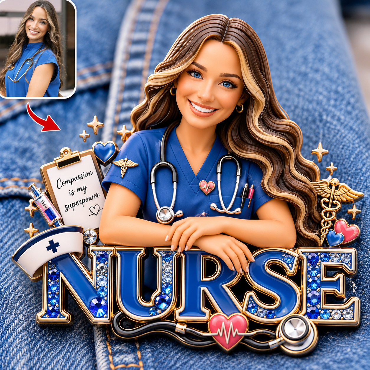 Custom Any Photo - Personalized Nurse Pin