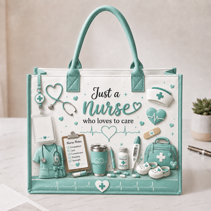 Personalized Nurse Tote Bag – Just A Nurse Who Loves To Care Custom Name Canvas Tote Bag, Nurse Appreciation Gift