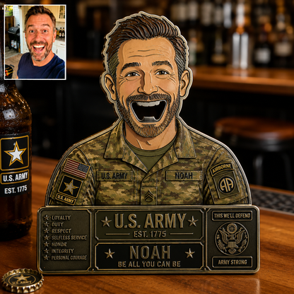 Personalized U.S. Army Bottle Opener – Custom Photo Military Stainless Steel Beer Opener Gift for Soldiers, Veterans & Army Supporters