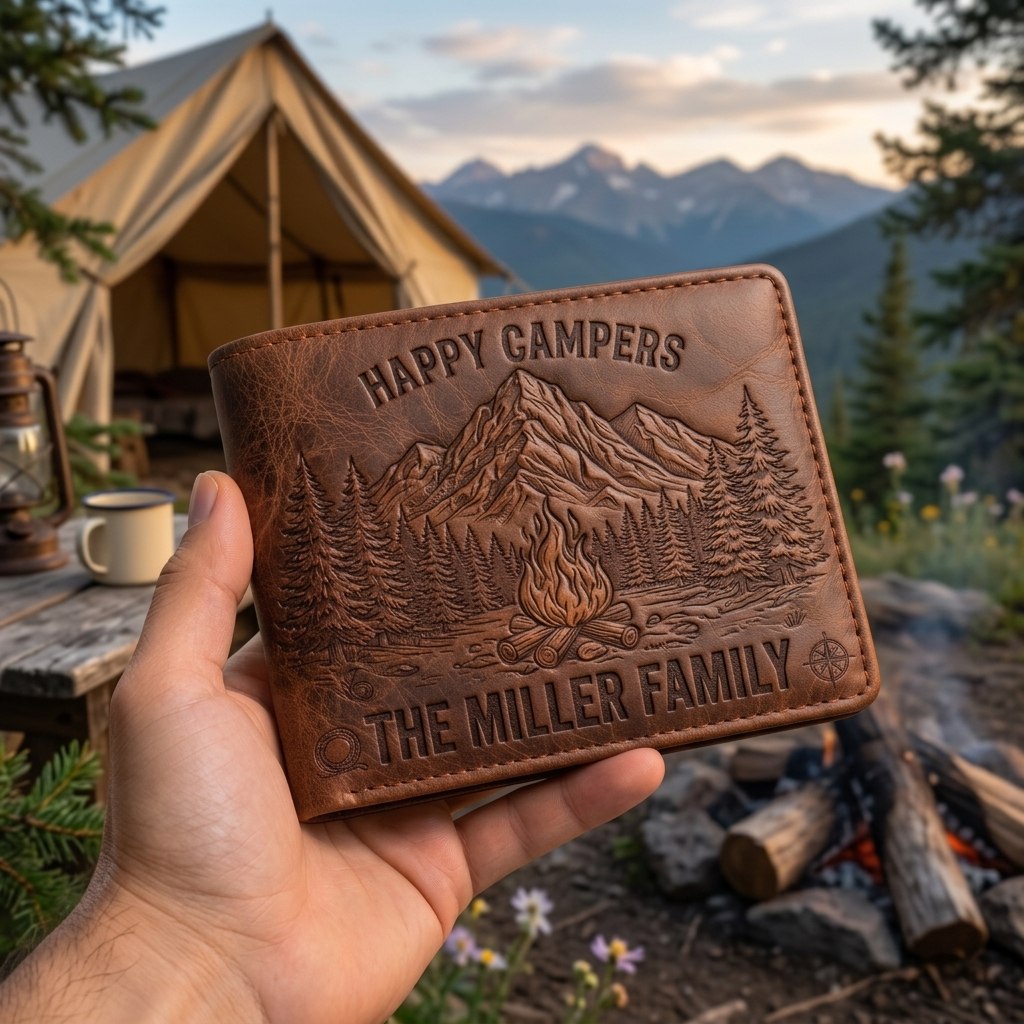 Legend Of The Campsite - Personalized Camping Leather Wallet