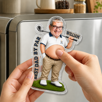 Custom Photo Golf Belly Dad - Personalized Squishy Acrylic Fridge Magnet
