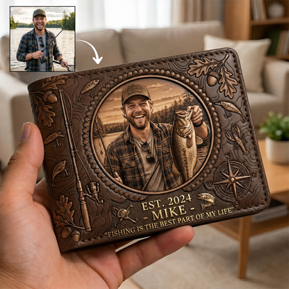 World's Greatest Catch - Personalized Fishing Dad Leather Wallet