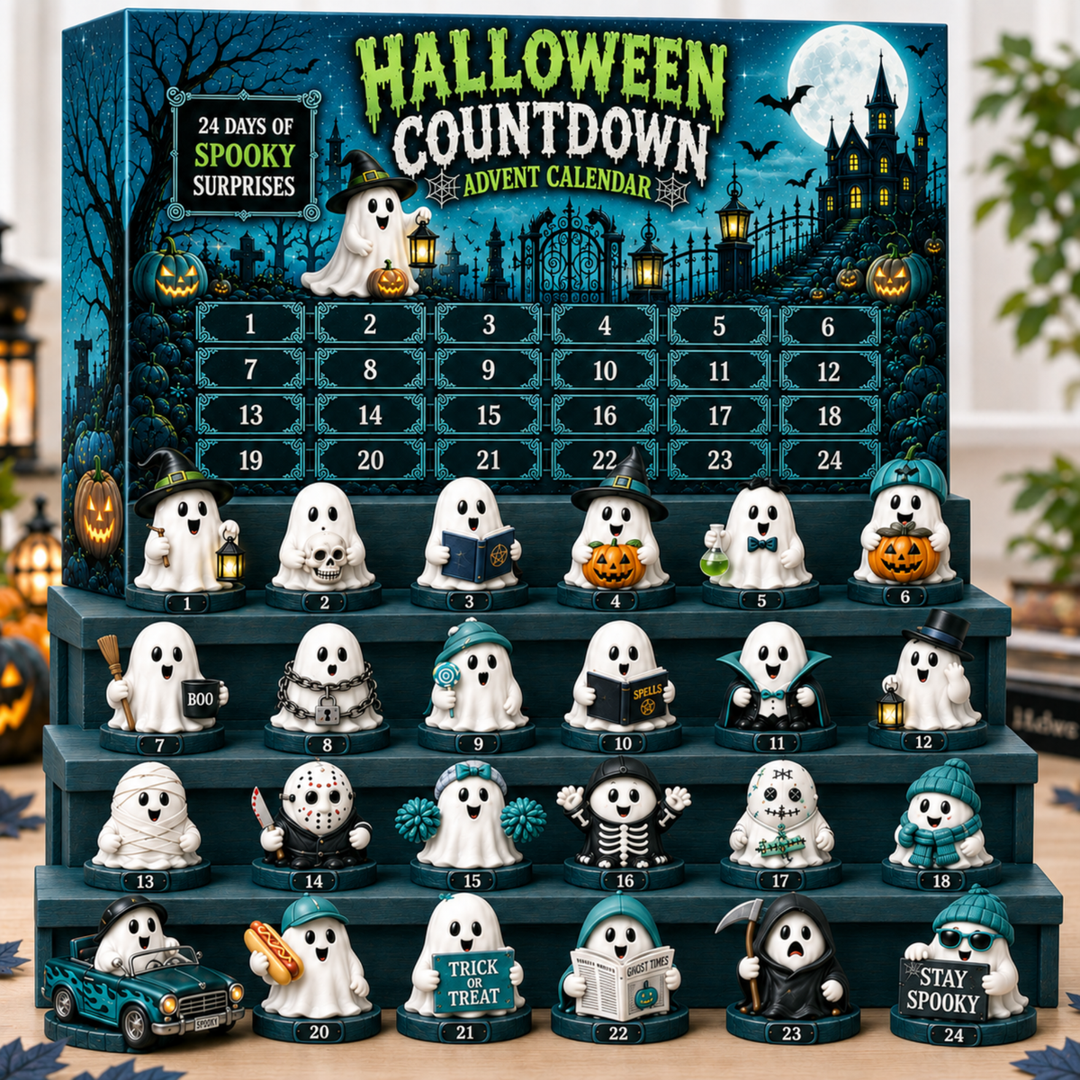 Halloween Advent Calendar 2026, 24 Days of Spooky Ghost Collectible Figures, Halloween Countdown Surprise Gift